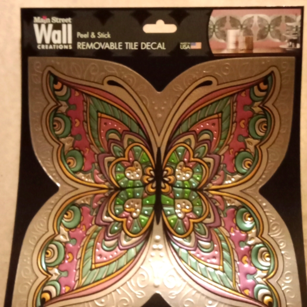 5 peel and stick butterfly tile decal